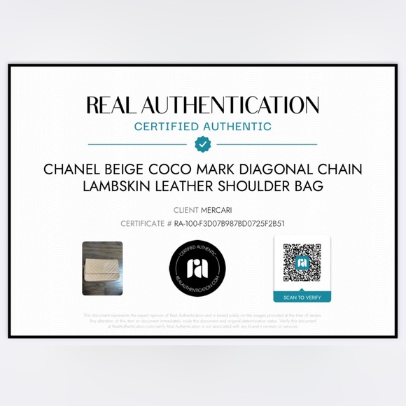 π― CHANEL Beige Coco Mark Diagonal Chain Lambskin Leather Shoulder Bag w/ auth - Picture 14 of 14
